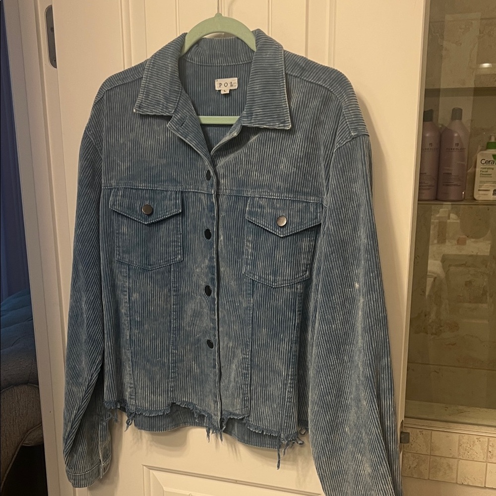 Pol Blue Corduroy Button-Front Jacket